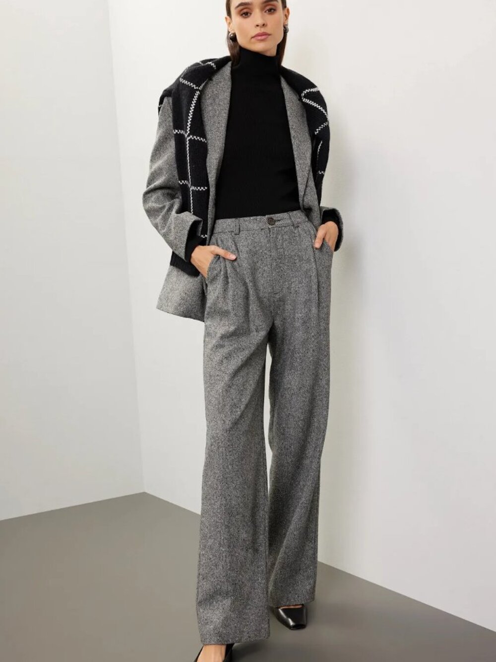 Carrie Wool Pants Anine Bing wide leg pants size 34/US 2